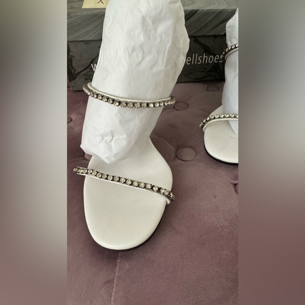 Jeffrey Campbell Demonic White Silver Perfect Rhinestone Heel Sandals - Picture 6 of 7